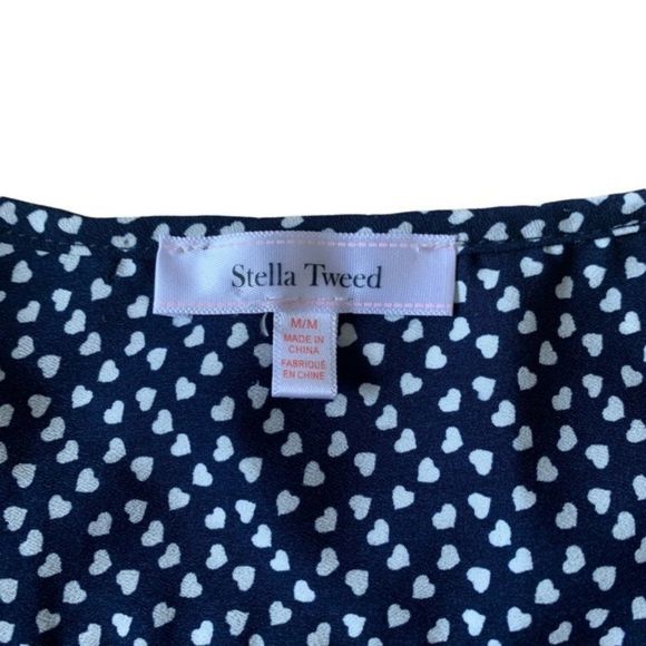 Navy Stella Tweed Blouse Size Medium - Picture 5 of 9